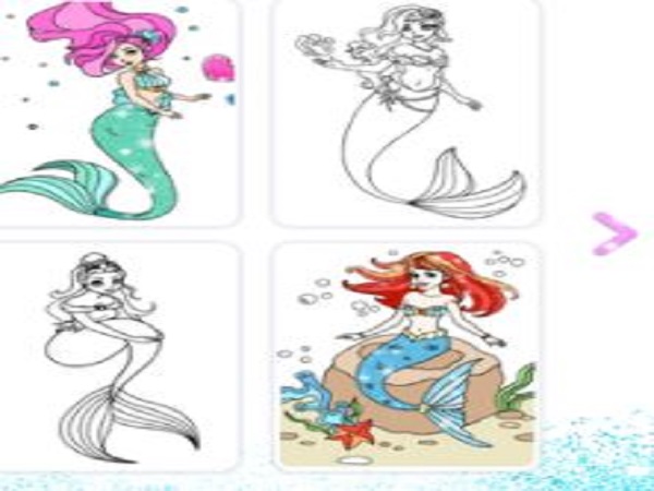 Game tô màu nàng tiên cá - Mermaid Coloring Book Glitter