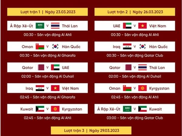 Lịch thi đấu của U23 Việt Nam tại giải U23 Doha Cup 2023